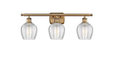 516-3W-BB-G462-6 3-Light 25.75" Brushed Brass Bath Vanity Light - Clear Norfolk Glass - LED Bulb - Dimmensions: 25.75 x 7 x 10 - Glass Up or Down: Yes