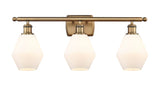 516-3W-BB-G651-6 3-Light 26" Brushed Brass Bath Vanity Light - Cased Matte White Cindyrella 6" Glass - LED Bulb - Dimmensions: 26 x 7.125 x 10.75 - Glass Up or Down: Yes