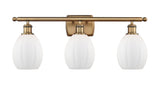 516-3W-BB-G81 3-Light 26" Brushed Brass Bath Vanity Light - Matte White Eaton Glass - LED Bulb - Dimmensions: 26 x 7 x 12 - Glass Up or Down: Yes