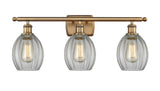 516-3W-BB-G82 3-Light 26" Brushed Brass Bath Vanity Light - Clear Eaton Glass - LED Bulb - Dimmensions: 26 x 7 x 12 - Glass Up or Down: Yes