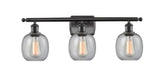 516-3W-BK-G104 3-Light 26" Matte Black Bath Vanity Light - Seedy Belfast Glass - LED Bulb - Dimmensions: 26 x 7.5 x 11 - Glass Up or Down: Yes