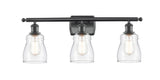 516-3W-BK-G392 3-Light 26" Matte Black Bath Vanity Light - Clear Ellery Glass - LED Bulb - Dimmensions: 26 x 6.5 x 9 - Glass Up or Down: Yes