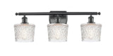 516-3W-BK-G402 3-Light 26" Matte Black Bath Vanity Light - Clear Niagra Glass - LED Bulb - Dimmensions: 26 x 8 x 11.5 - Glass Up or Down: Yes