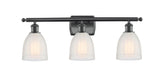 516-3W-BK-G441 3-Light 26" Matte Black Bath Vanity Light - White Brookfield Glass - LED Bulb - Dimmensions: 26 x 6.5 x 9 - Glass Up or Down: Yes