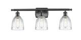 516-3W-BK-G442 3-Light 26" Matte Black Bath Vanity Light - Clear Brookfield Glass - LED Bulb - Dimmensions: 26 x 6.5 x 9 - Glass Up or Down: Yes