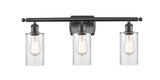 516-3W-BK-G802 3-Light 26" Matte Black Bath Vanity Light - Clear Clymer Glass - LED Bulb - Dimmensions: 26 x 6 x 12 - Glass Up or Down: Yes