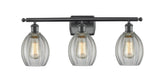 516-3W-BK-G82 3-Light 26" Matte Black Bath Vanity Light - Clear Eaton Glass - LED Bulb - Dimmensions: 26 x 7 x 12 - Glass Up or Down: Yes