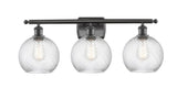 516-3W-OB-G1214-8 3-Light 26" Oil Rubbed Bronze Bath Vanity Light - Clear Athens Twisted Swirl 8" Glass - LED Bulb - Dimmensions: 26 x 9 x 13 - Glass Up or Down: Yes