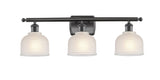 516-3W-OB-G411 3-Light 26" Oil Rubbed Bronze Bath Vanity Light - White Dayton Glass - LED Bulb - Dimmensions: 26 x 7 x 10.5 - Glass Up or Down: Yes