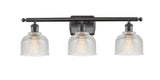 516-3W-OB-G412 3-Light 26" Oil Rubbed Bronze Bath Vanity Light - Clear Dayton Glass - LED Bulb - Dimmensions: 26 x 7 x 10.5 - Glass Up or Down: Yes