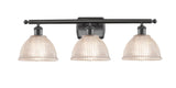 516-3W-OB-G422 3-Light 26" Oil Rubbed Bronze Bath Vanity Light - Clear Arietta Glass - LED Bulb - Dimmensions: 26 x 9.5 x 10 - Glass Up or Down: Yes