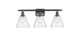 516-3W-OB-GBC-84 3-Light 28" Oil Rubbed Bronze Bath Vanity Light - Seedy Ballston Cone Glass - LED Bulb - Dimmensions: 28 x 8.125 x 11.25 - Glass Up or Down: Yes