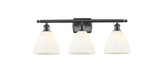 516-3W-OB-GBD-751 3-Light 28" Oil Rubbed Bronze Bath Vanity Light - Matte White Ballston Dome Glass - LED Bulb - Dimmensions: 28 x 8.125 x 11.25 - Glass Up or Down: Yes