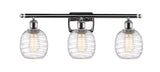 3-Light 26" Polished Chrome Bath Vanity Light - Deco Swirl Belfast Glass - LED Bulbs Included