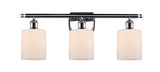 516-3W-PC-G111 3-Light 26" Polished Chrome Bath Vanity Light - Matte White Cobbleskill Glass - LED Bulb - Dimmensions: 26 x 6.5 x 9.5 - Glass Up or Down: Yes