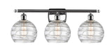 516-3W-PC-G1213-8 3-Light 26" Polished Chrome Bath Vanity Light - Clear Athens Deco Swirl 8" Glass - LED Bulb - Dimmensions: 26 x 9 x 11.25 - Glass Up or Down: Yes