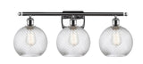 516-3W-PC-G1214-8 3-Light 26" Polished Chrome Bath Vanity Light - Clear Athens Twisted Swirl 8" Glass - LED Bulb - Dimmensions: 26 x 9 x 13 - Glass Up or Down: Yes