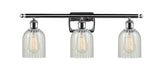 516-3W-PC-G2511 3-Light 26" Polished Chrome Bath Vanity Light - Mouchette Caledonia Glass - LED Bulb - Dimmensions: 26 x 6.5 x 12 - Glass Up or Down: Yes