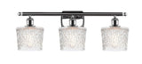 516-3W-PC-G402 3-Light 26" Polished Chrome Bath Vanity Light - Clear Niagra Glass - LED Bulb - Dimmensions: 26 x 8 x 11.5 - Glass Up or Down: Yes