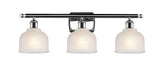 516-3W-PC-G411 3-Light 26" Polished Chrome Bath Vanity Light - White Dayton Glass - LED Bulb - Dimmensions: 26 x 7 x 10.5 - Glass Up or Down: Yes