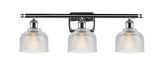 516-3W-PC-G412 3-Light 26" Polished Chrome Bath Vanity Light - Clear Dayton Glass - LED Bulb - Dimmensions: 26 x 7 x 10.5 - Glass Up or Down: Yes