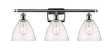 3-Light 28" Polished Chrome Bath Vanity Light - Seedy Ballston Dome Glass - LED Bulbs Included