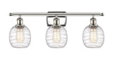 3-Light 26" Polished Nickel Bath Vanity Light - Deco Swirl Belfast Glass - LED Bulbs Included
