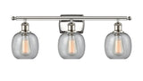 516-3W-PN-G104 3-Light 26" Polished Nickel Bath Vanity Light - Seedy Belfast Glass - LED Bulb - Dimmensions: 26 x 7.5 x 11 - Glass Up or Down: Yes