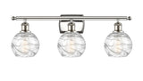 516-3W-PN-G1213-6 3-Light 26" Polished Nickel Bath Vanity Light - Clear Athens Deco Swirl 8" Glass - LED Bulb - Dimmensions: 26 x 8 x 11 - Glass Up or Down: Yes