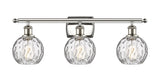 516-3W-PN-G1215-6 3-Light 26" Polished Nickel Bath Vanity Light - Clear Athens Water Glass 6" Glass - LED Bulb - Dimmensions: 26 x 8 x 11 - Glass Up or Down: Yes