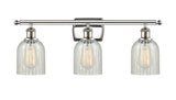 516-3W-PN-G2511 3-Light 26" Polished Nickel Bath Vanity Light - Mouchette Caledonia Glass - LED Bulb - Dimmensions: 26 x 6.5 x 12 - Glass Up or Down: Yes