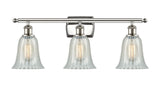 516-3W-PN-G2811 3-Light 26" Polished Nickel Bath Vanity Light - Mouchette Hanover Glass - LED Bulb - Dimmensions: 26 x 7.5 x 13 - Glass Up or Down: Yes