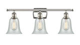516-3W-PN-G2812 3-Light 26" Polished Nickel Bath Vanity Light - Fishnet Hanover Glass - LED Bulb - Dimmensions: 26 x 7.5 x 13 - Glass Up or Down: Yes