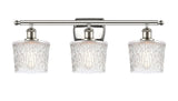 516-3W-PN-G402 3-Light 26" Polished Nickel Bath Vanity Light - Clear Niagra Glass - LED Bulb - Dimmensions: 26 x 8 x 11.5 - Glass Up or Down: Yes