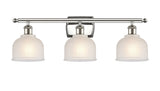 516-3W-PN-G411 3-Light 26" Polished Nickel Bath Vanity Light - White Dayton Glass - LED Bulb - Dimmensions: 26 x 7 x 10.5 - Glass Up or Down: Yes