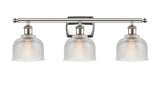516-3W-PN-G412 3-Light 26" Polished Nickel Bath Vanity Light - Clear Dayton Glass - LED Bulb - Dimmensions: 26 x 7 x 10.5 - Glass Up or Down: Yes