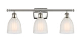 516-3W-PN-G441 3-Light 26" Polished Nickel Bath Vanity Light - White Brookfield Glass - LED Bulb - Dimmensions: 26 x 6.5 x 9 - Glass Up or Down: Yes