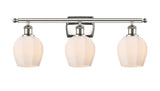 516-3W-PN-G461-6 3-Light 25.75" Polished Nickel Bath Vanity Light - Cased Matte White Norfolk Glass - LED Bulb - Dimmensions: 25.75 x 7 x 10 - Glass Up or Down: Yes