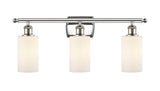 516-3W-PN-G801-LED 3-Light 26" Clymer Polished Nickel Bath Vanity Light - Matte White Clymer Glass