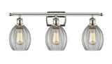 516-3W-PN-G82 3-Light 26" Polished Nickel Bath Vanity Light - Clear Eaton Glass - LED Bulb - Dimmensions: 26 x 7 x 12 - Glass Up or Down: Yes