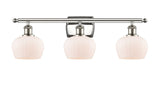 516-3W-PN-G91 3-Light 26" Polished Nickel Bath Vanity Light - Matte White Fenton Glass - LED Bulb - Dimmensions: 26 x 8 x 10.5 - Glass Up or Down: Yes