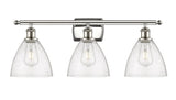 516-3W-PN-GBD-754 3-Light 28" Polished Nickel Bath Vanity Light - Seedy Ballston Dome Glass - LED Bulb - Dimmensions: 28 x 8.125 x 11.25 - Glass Up or Down: Yes