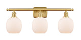 516-3W-SG-G101 3-Light 26" Satin Gold Bath Vanity Light - Matte White Belfast Glass - LED Bulb - Dimmensions: 26 x 7.5 x 11 - Glass Up or Down: Yes