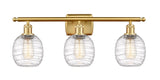3-Light 26" Satin Gold Bath Vanity Light - Deco Swirl Belfast Glass - LED Bulbs Included