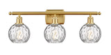516-3W-SG-G1215-6 3-Light 26" Satin Gold Bath Vanity Light - Clear Athens Water Glass 6" Glass - LED Bulb - Dimmensions: 26 x 8 x 11 - Glass Up or Down: Yes
