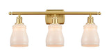516-3W-SG-G391 3-Light 26" Satin Gold Bath Vanity Light - White Ellery Glass - LED Bulb - Dimmensions: 26 x 6.5 x 9 - Glass Up or Down: Yes