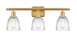 516-3W-SG-G442 3-Light 26" Satin Gold Bath Vanity Light - Clear Brookfield Glass - LED Bulb - Dimmensions: 26 x 6.5 x 9 - Glass Up or Down: Yes