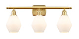 516-3W-SG-G651-6 3-Light 26" Satin Gold Bath Vanity Light - Cased Matte White Cindyrella 6" Glass - LED Bulb - Dimmensions: 26 x 7.125 x 10.75 - Glass Up or Down: Yes