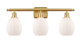 516-3W-SG-G81 3-Light 26" Satin Gold Bath Vanity Light - Matte White Eaton Glass - LED Bulb - Dimmensions: 26 x 7 x 12 - Glass Up or Down: Yes