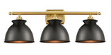 3-Light 28" Antique Brass Bath Vanity Light - Matte Black Adirondack Shade LED